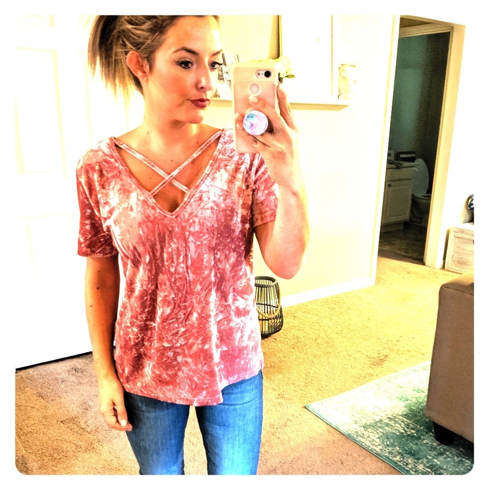 Velvet cross neck top